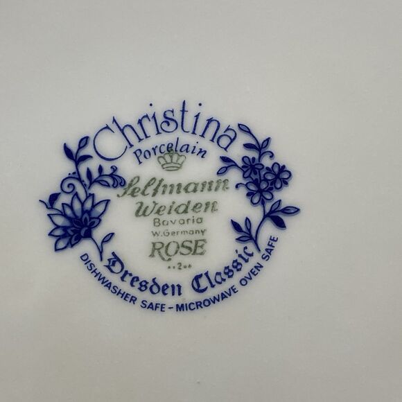 Christina Porcelain Dresden Classic Blue Rose 10" PLATE Seltmann Weiden Bavaria - Picture 9 of 11